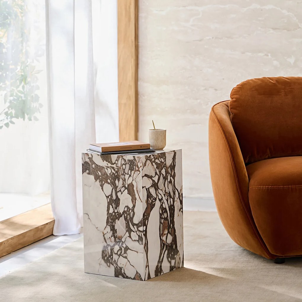 Bijzettafel, keramiek met marmereffect, Alcana