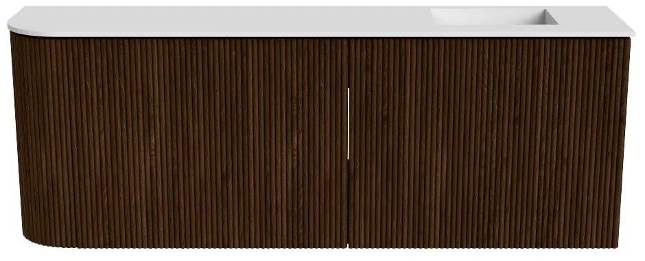 Mondiaz Joya 110cm toiletmeubel ronding links walnut met wastafel faye rechts 1 kraangat talc