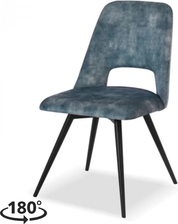 Eetkamerstoel - Malmo - Draaibaar - stof Velours Adore Niagara blauw