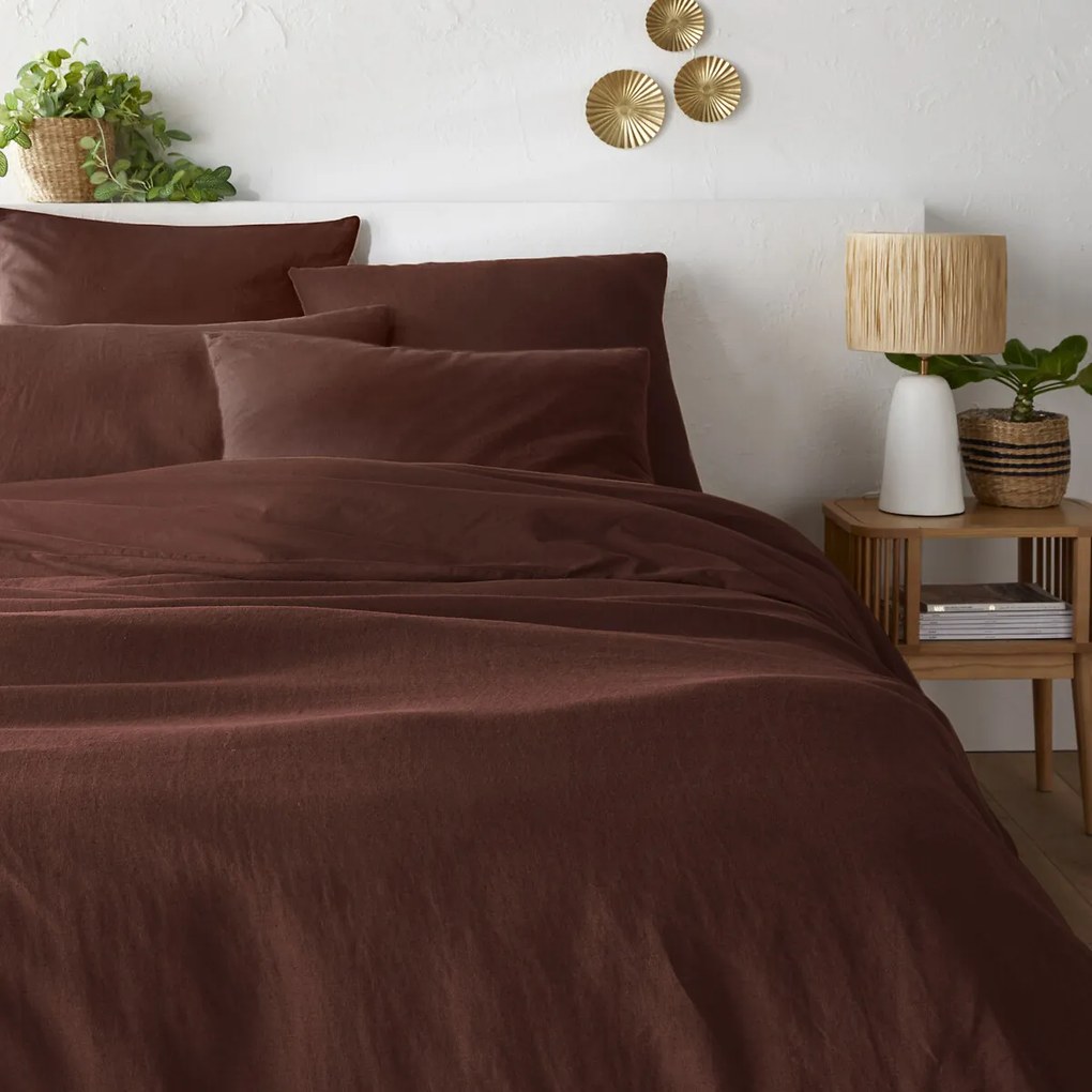 Dubbelzijdige kussensloop in gewassen linnen en gewassen katoen, Annaba