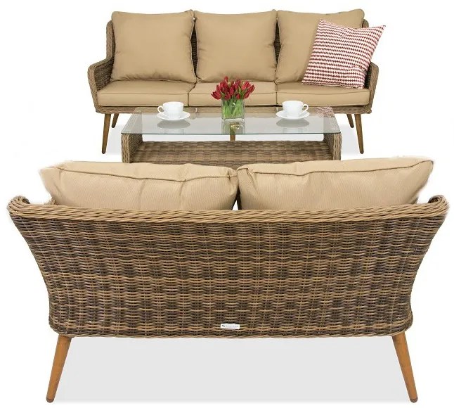 Bilbao Coffee tuinmeubelen met kleine tafel voor 5 personen Garden Point bruin