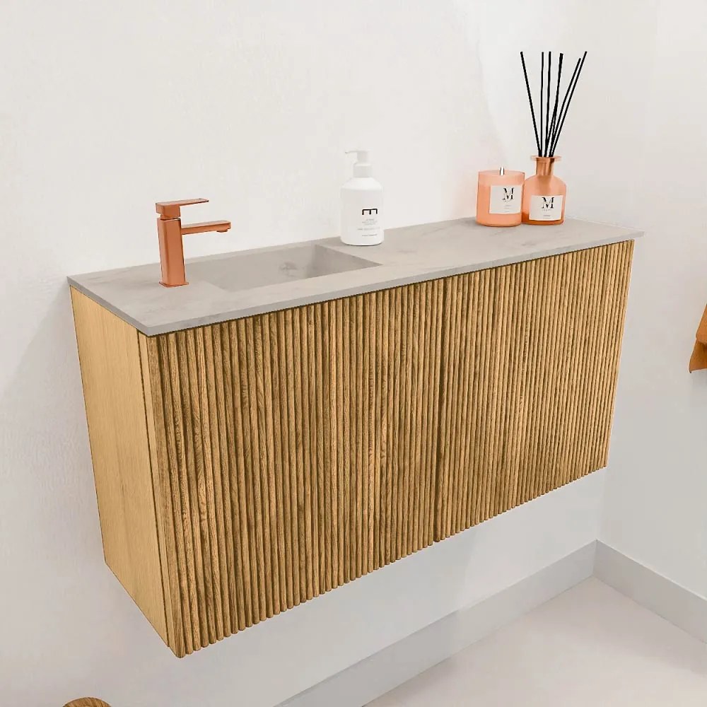 Mondiaz Joya DLux 80cm toiletmeubel oak met wastafel faye links 1 kraangat opalo