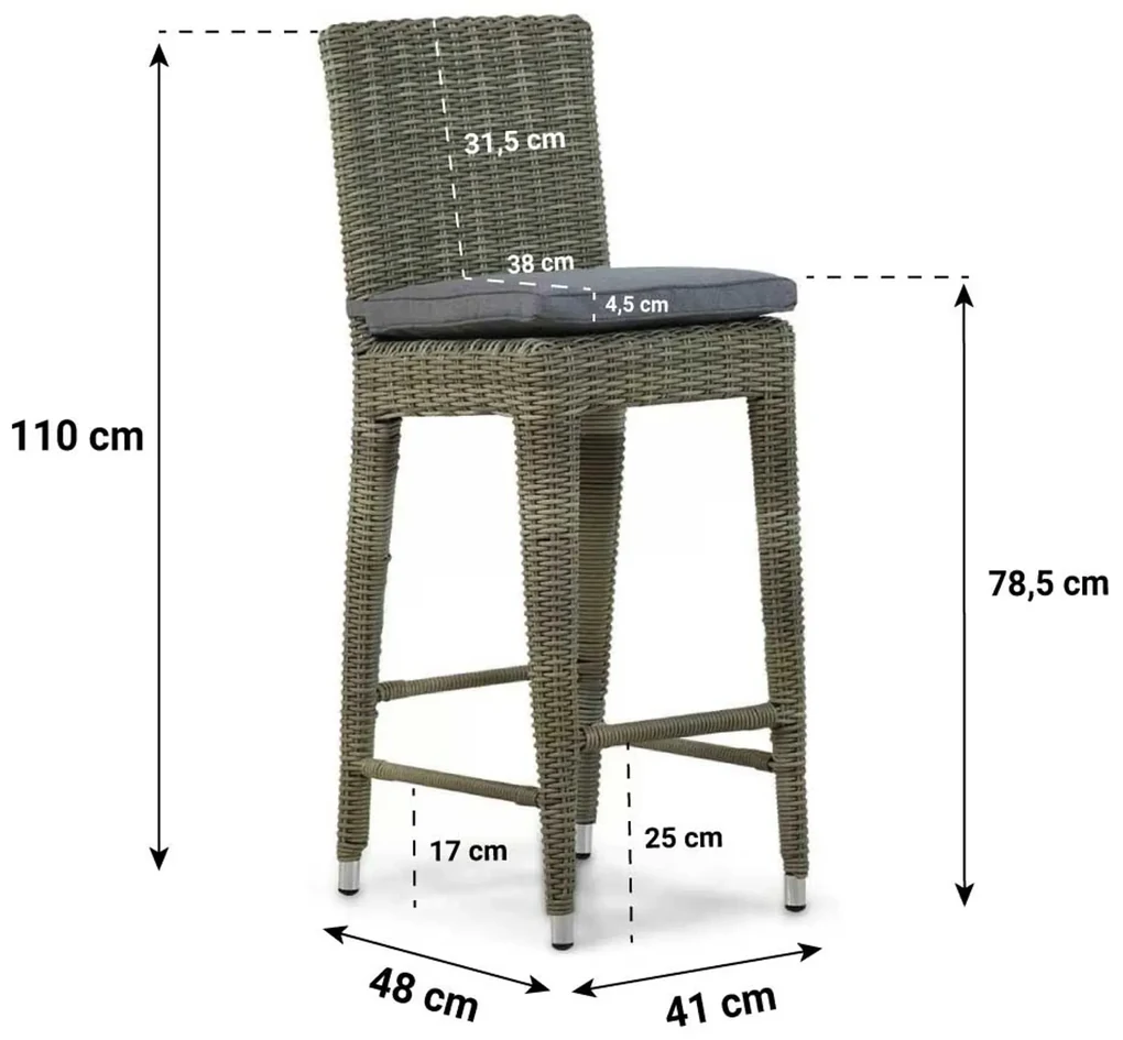 Garden Collections York Barchair Natural Wicker Taupe
