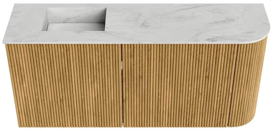 Mondiaz Joya DLux 90cm toiletmeubel ronding rechts oak met wastafel faye links 1 kraangat opalo