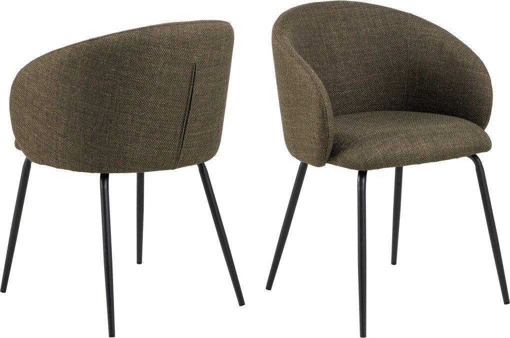 CLARA Olijfgroen (stof Basel 77)/zwarte poten - MODERNE GESTOFFEERDE KUIPSTOEL VOOR WOONKAMER/EETKAMER/KANTOOR LOFT