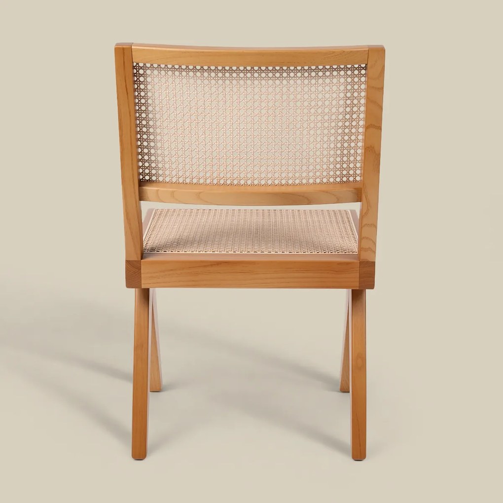 Houten Stoel Met Rotan Webbing Naturel