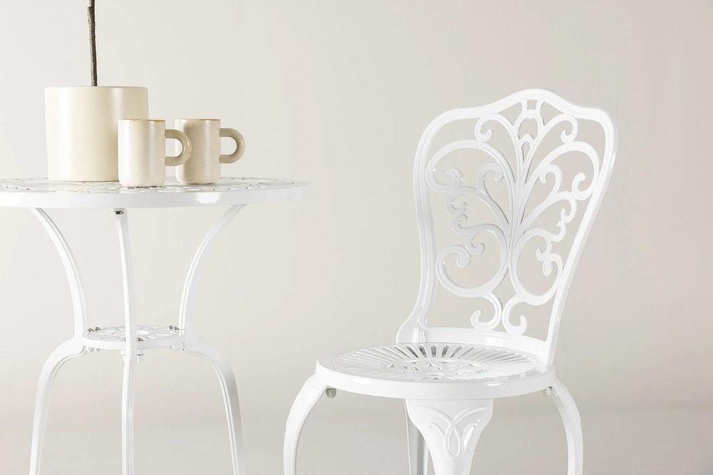 The Outsider Balkonset-Noor-3-Delig-Wit-Aluminium-Ronde-Tafel-60cm-The-Outsider