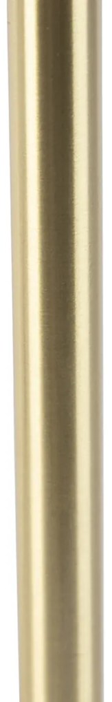 Tafellamp messing met ovale velours kap blad design 35cm - Simplo