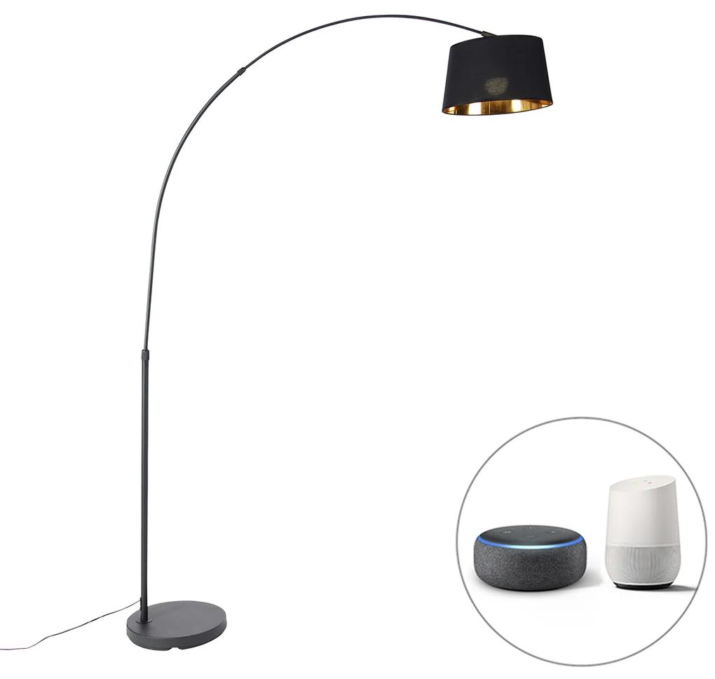 Smart booglamp met dimmer zwart met goud incl. Wifi A60 - Arc Basic Modern E27 Binnenverlichting Lamp