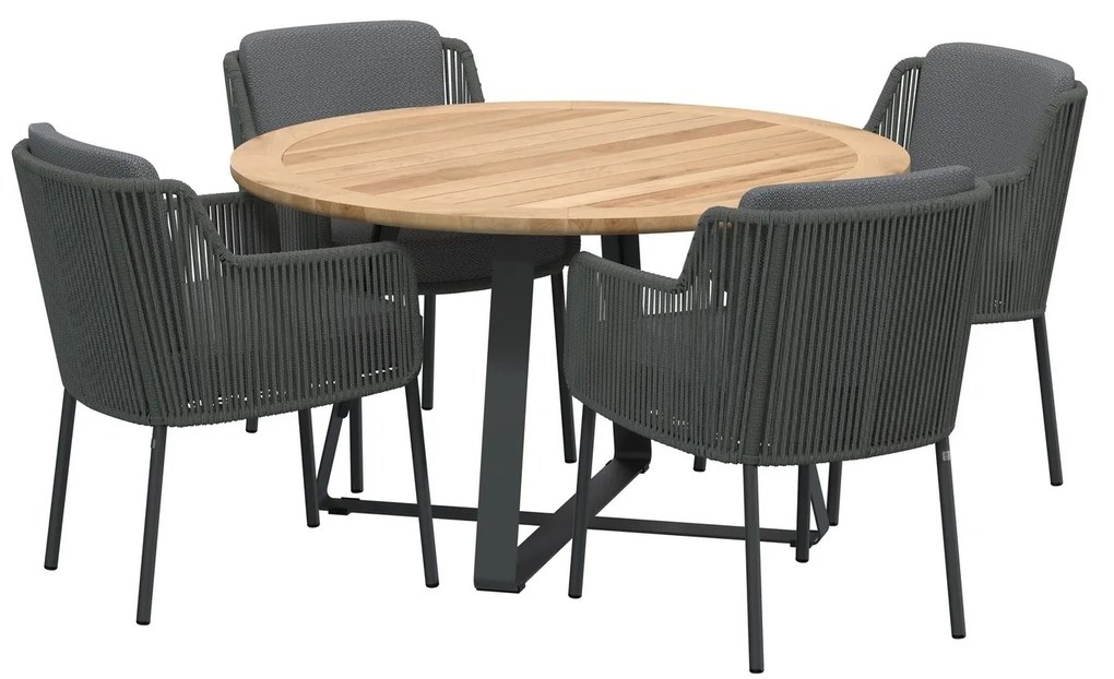 Bernini Basso dining tuinset 130xH75 cm 5 delig 4 Seasons Outdoor