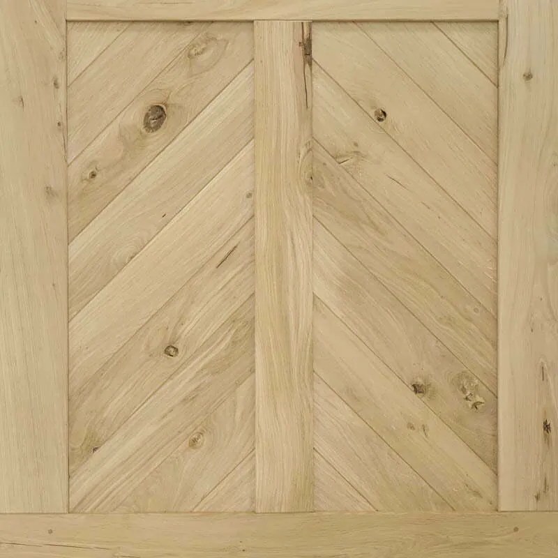 Houten Schuifdeur -  Eiken Chevron Onbehandeld - Zwart - Incl. Rails
