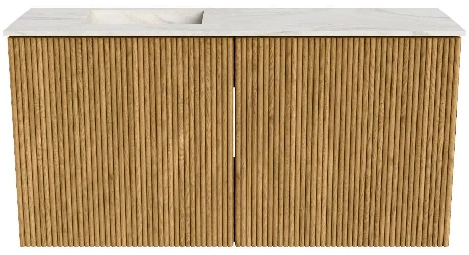 Mondiaz Joya DLux 80cm toiletmeubel oak met wastafel faye links zonder kraangat ostra