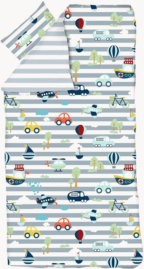 Katoensatijnen kinderdekbedovertrekset Transportation