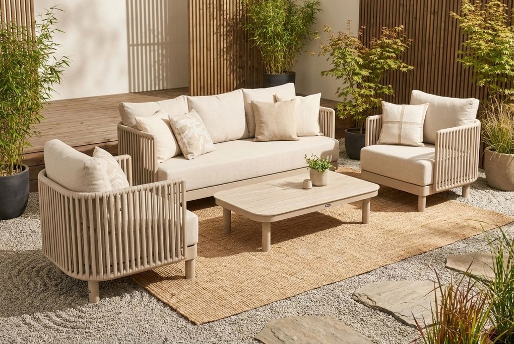 Stoel en Bank Loungeset 5 personen Rope Zand/Beige Lifestyle Garden Furniture Solento