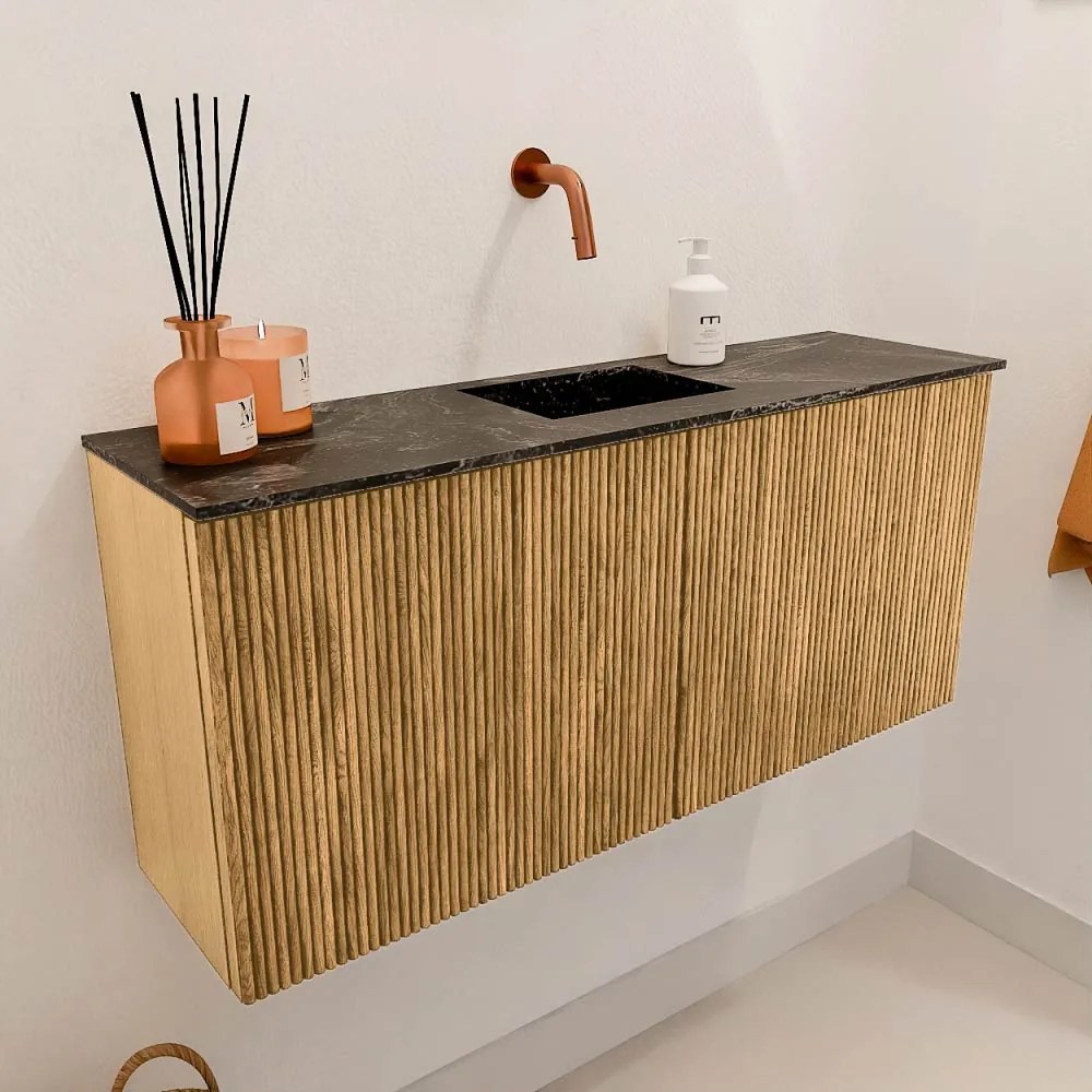 Mondiaz Joya DLux 90cm toiletmeubel oak met wastafel faye midden zonder kraangat lava