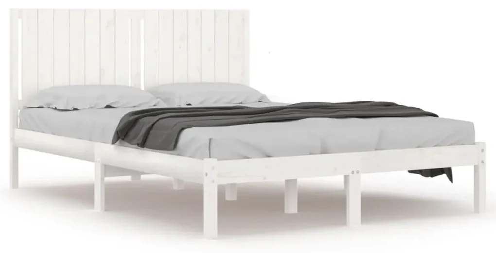 vidaXL Bedframe massief hout wit 150x200 cm 5FT King Size