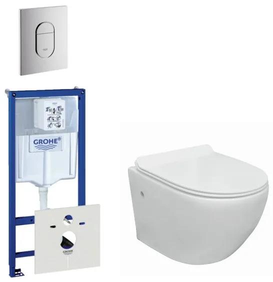 Go compact Spoelrandloos toiletset bestaande uit Grohe inbouwreservoir, met toiletzitting softclose en quick release en bedieningsplaat verticaal chroom