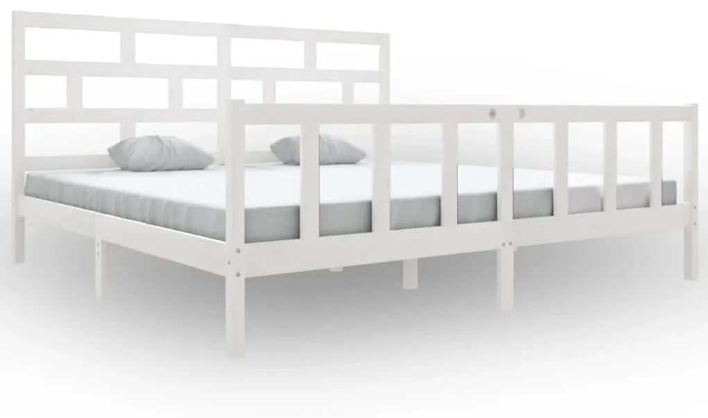 vidaXL Bedframe massief grenenhout wit 180x200 cm 6FT Super King