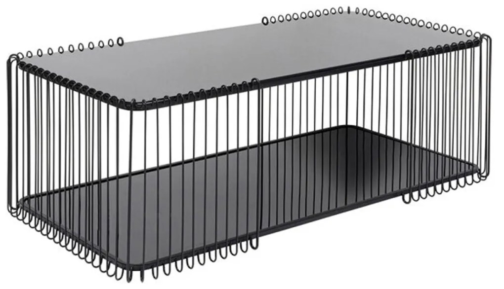Kare Design Wire Double Rechthoekige Salontafel Met Glasplaat Zwart - 119.5 X 60cm.