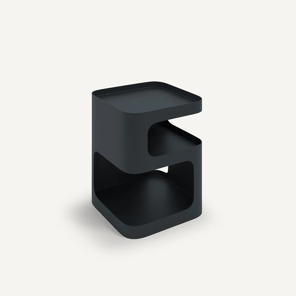 Nachtkastje van staalmetaal, 2 nissen, Sandoval