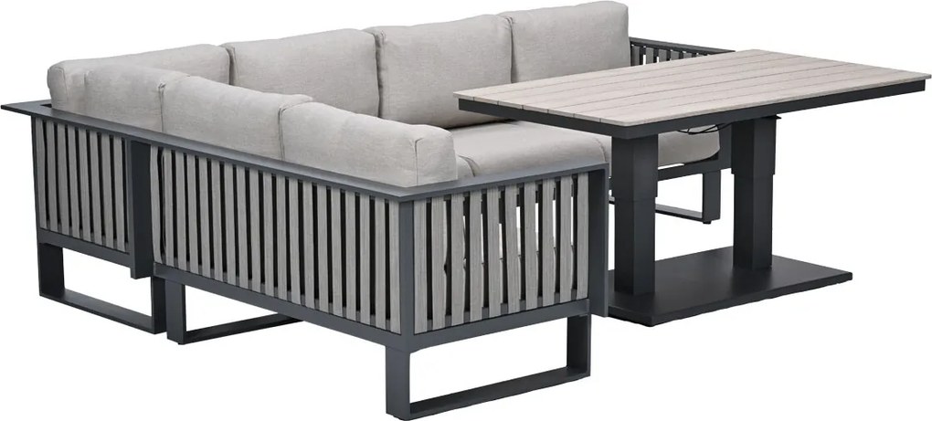 Garden Impressions Gabon - Brugge lounge dining set 5-delig - donker grijs