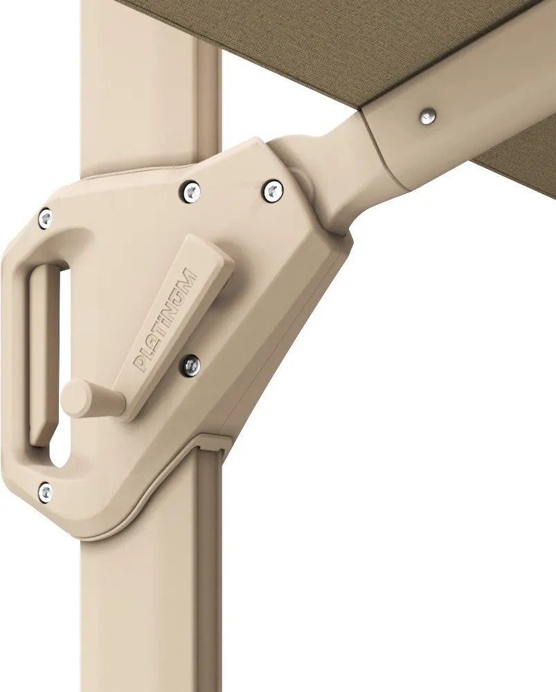 Platinum Challenger zweefparasol T1 Premium 4x3 m. - Champagne Sandstone - met ingraafvoet en hoes