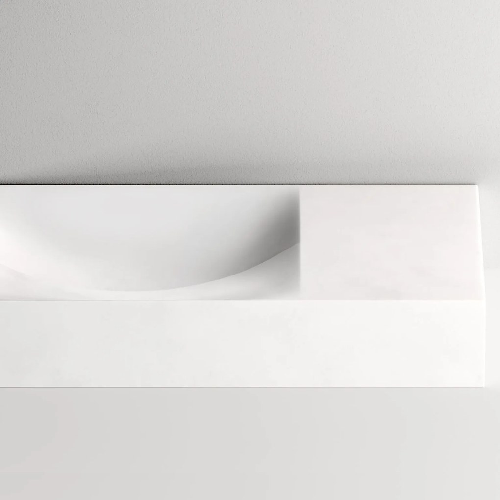 Clou Vale fontein solid surface 38cm zonder kraangat rechts wit mat