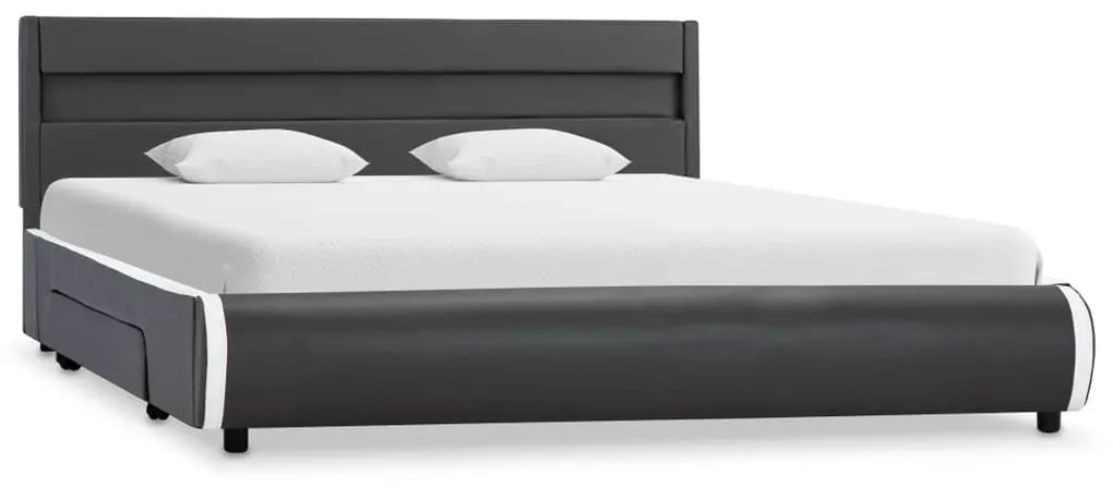 vidaXL Bedframe met LED kunstleer antraciet 160x200 cm