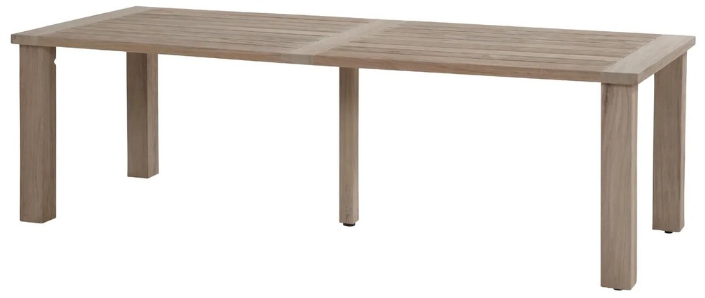 4 Seasons Outdoor Accor eetset mid grey met Louvre teak tafel 240 x 95 cm Tuinset houtkleur weerbestendig