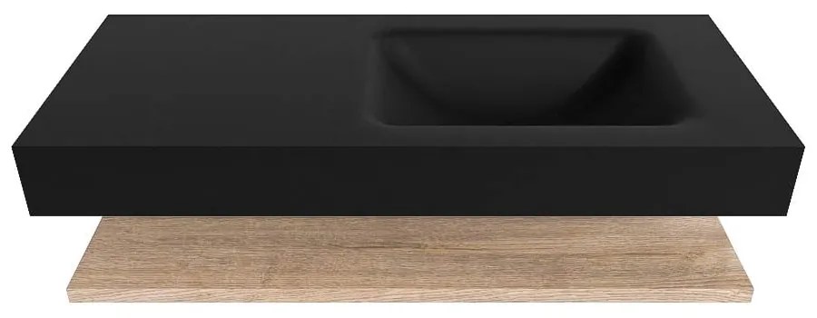 Zaro Alan badmeubel 110cm met planchet washed oak en vrijhangende wastafel cloud rechts 1 kraangat urban