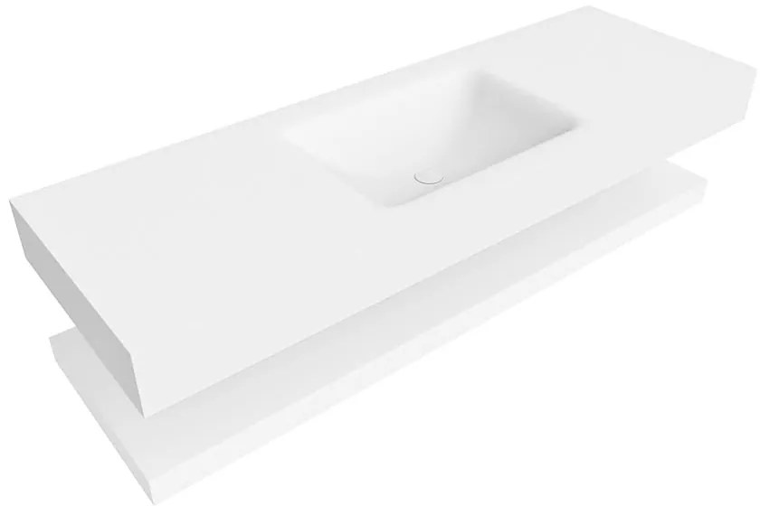 Zaro Alan badmeubel 140cm met planchet talc en vrijhangende wastafel cloud midden zonder kraangat talc