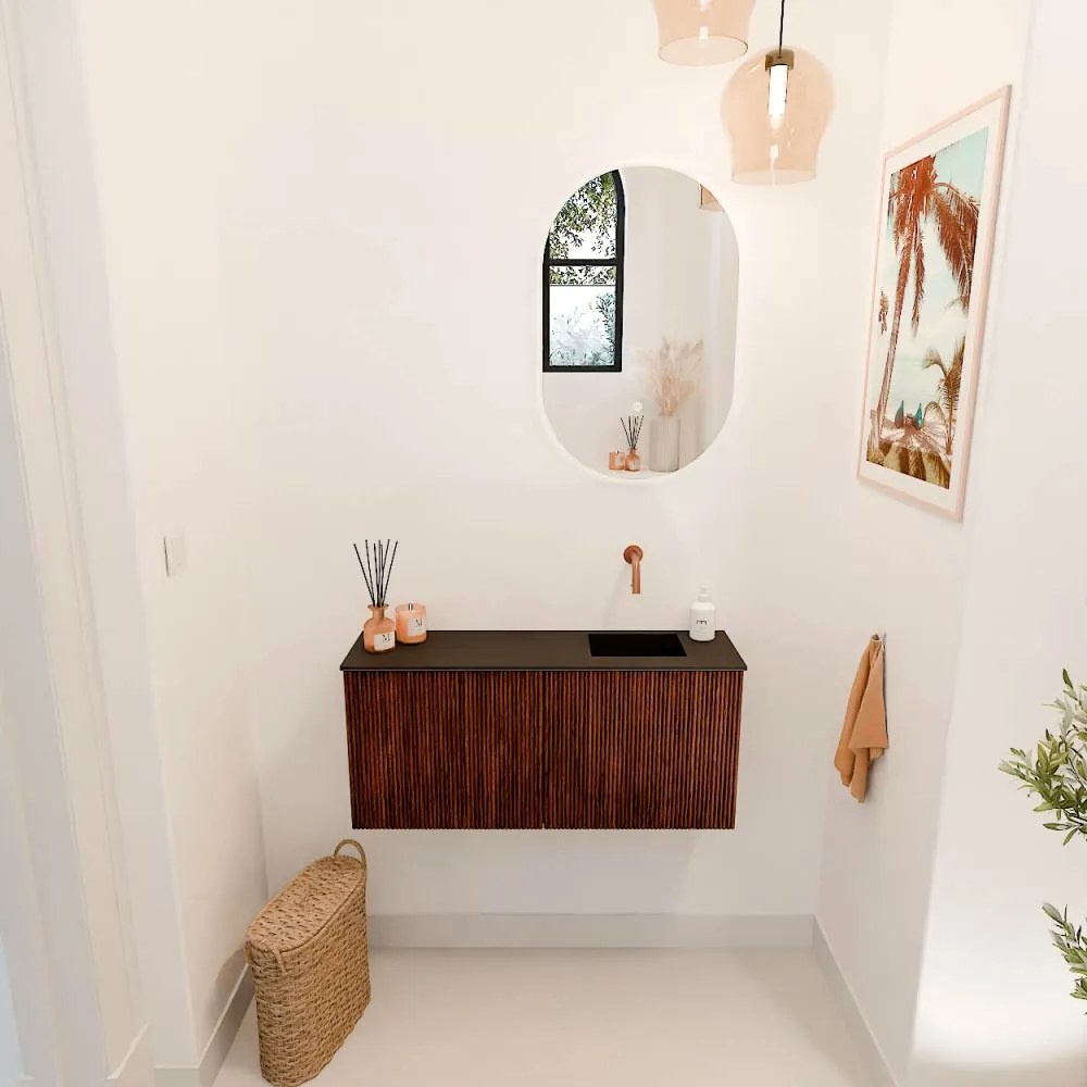 Mondiaz Joya 90cm toiletmeubel ruby met wastafel faye rechts zonder kraangat urban