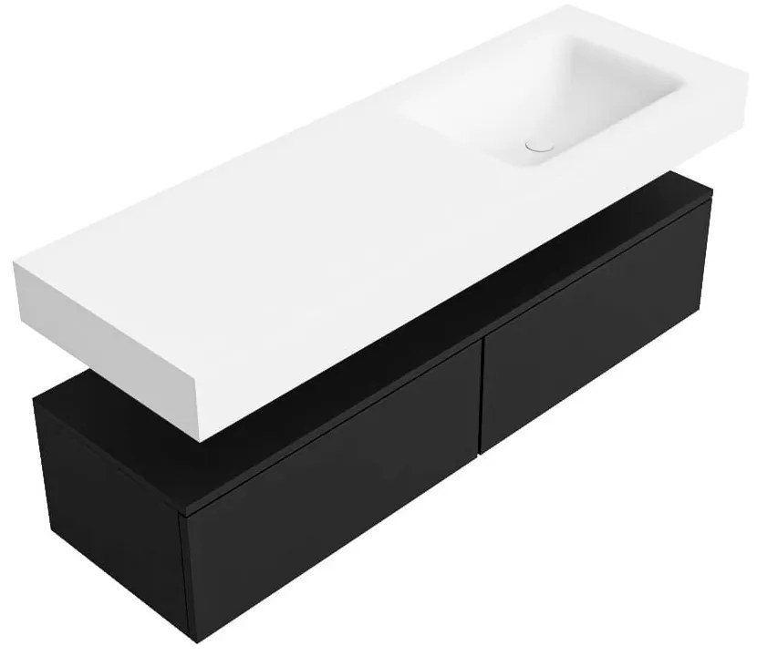 Zaro Alan badmeubel 140cm urban 2 lades met vrijhangende wastafel cloud rechts 1 kraangat talc