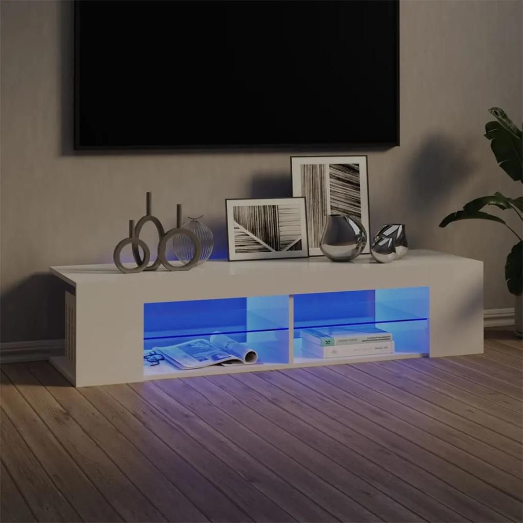 vidaXL Tv-meubel met LED-verlichting 135x39x30 cm hoogglans wit