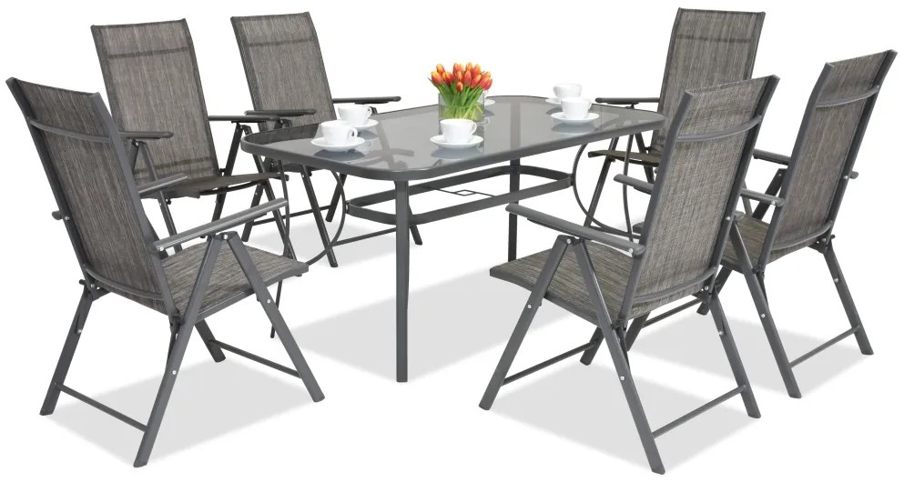 Metalen tuinmeubelen Modena/Rosario voor 6 personen Garden Point antraciet