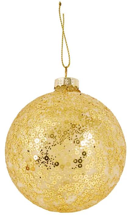 Kerstbal glitter - goud - Ø8 cm
