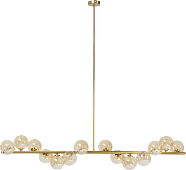 Hanglamp Breed Met Glazen Bollen Messing