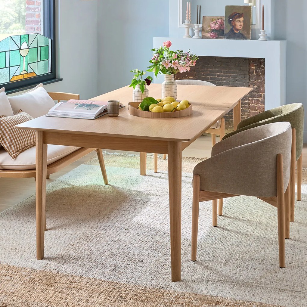 Uitschuifbare eettafel, eikenfineer, 8 tot 14 couverts, Tioga