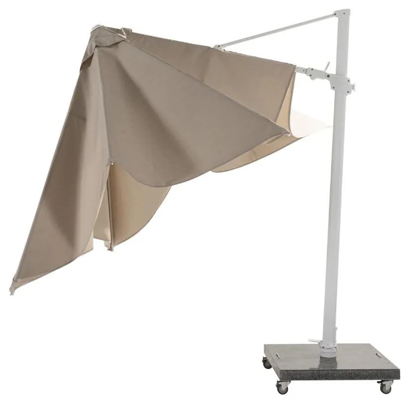 4 Seasons Outdoor Siesta PREMIUM 300 x 300 cm parasol zand doek met wit frame Parasol   houtkleur weerbestendig