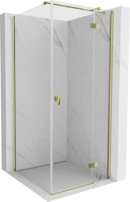 Mexen Mist-H T douchecabine scharnierend rechts 80 x 80 cm, transparant, goud - 8A5T-080-080-50-00-P