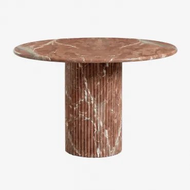 Ronde Eettafel Ø120 Cm In Natuurlijk Steen Grosseto Rood Marmer Chigan - Sklum