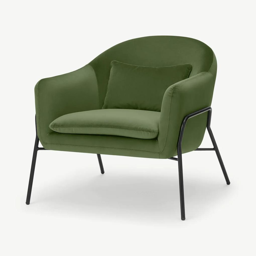 Irma fauteuil, Velvet Meadow groen met zwart frame
