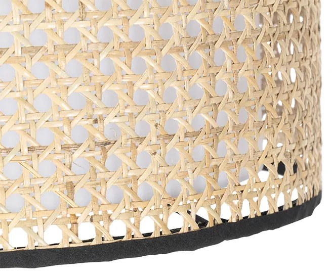 Landelijke vloerlamp zwart met rotan kap - Kata