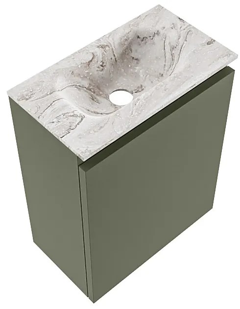 Mondiaz Ture DLux toiletmeubel 40cm army met wastafel glace midden zonder kraangat