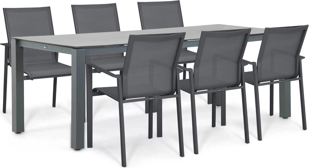 Tuinset 6 personen 220 cm Aluminium Grijs Lifestyle Garden Furniture Timo/Yoko