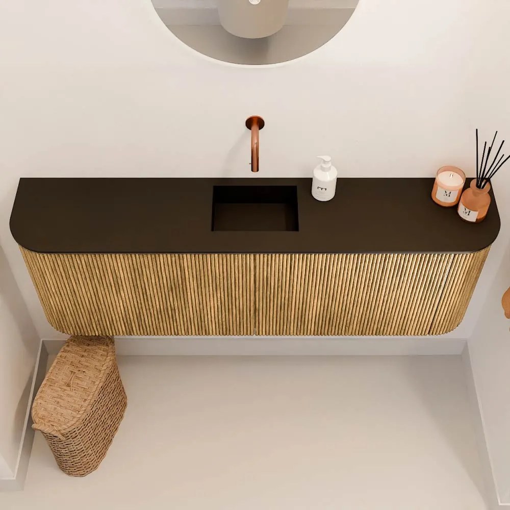 Mondiaz Joya 125cm toiletmeubel ronding links/rechts oak met wastafel faye midden zonder kraangat urban