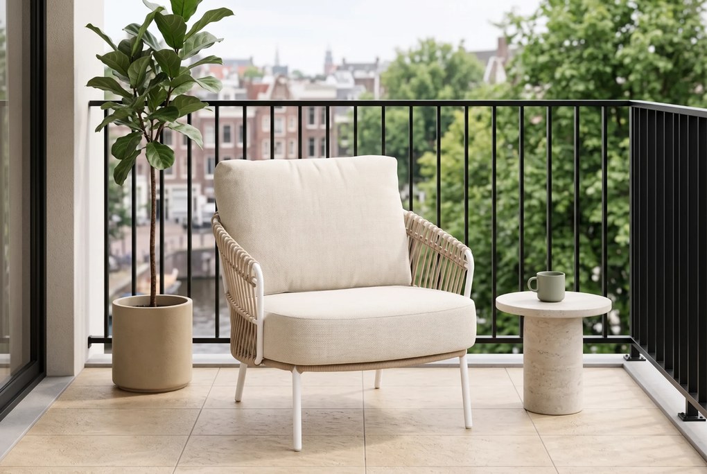 Tuinstoel Aluminium/Rope Taupe-naturel-bruin 4 Seasons Outdoor Dalias