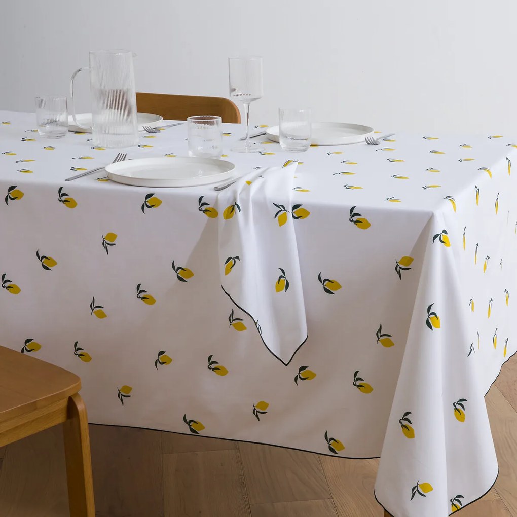 Bedrukt tafelkleed, katoen, LEMON