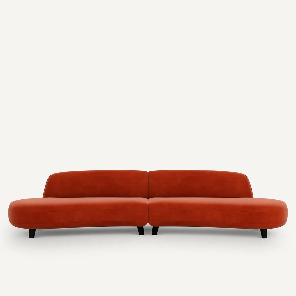 6-zits fluwelen bank, Rosebury, ontwerp Emmanuel Gallina