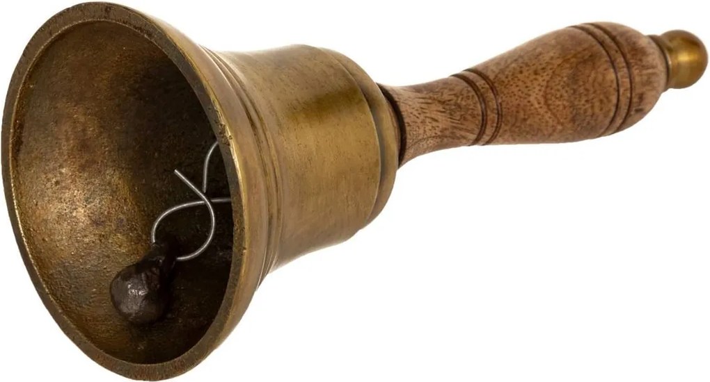 Atmosphera Constance Tafelbel - 17,5 cm - Mangohout - Goud/Bruin